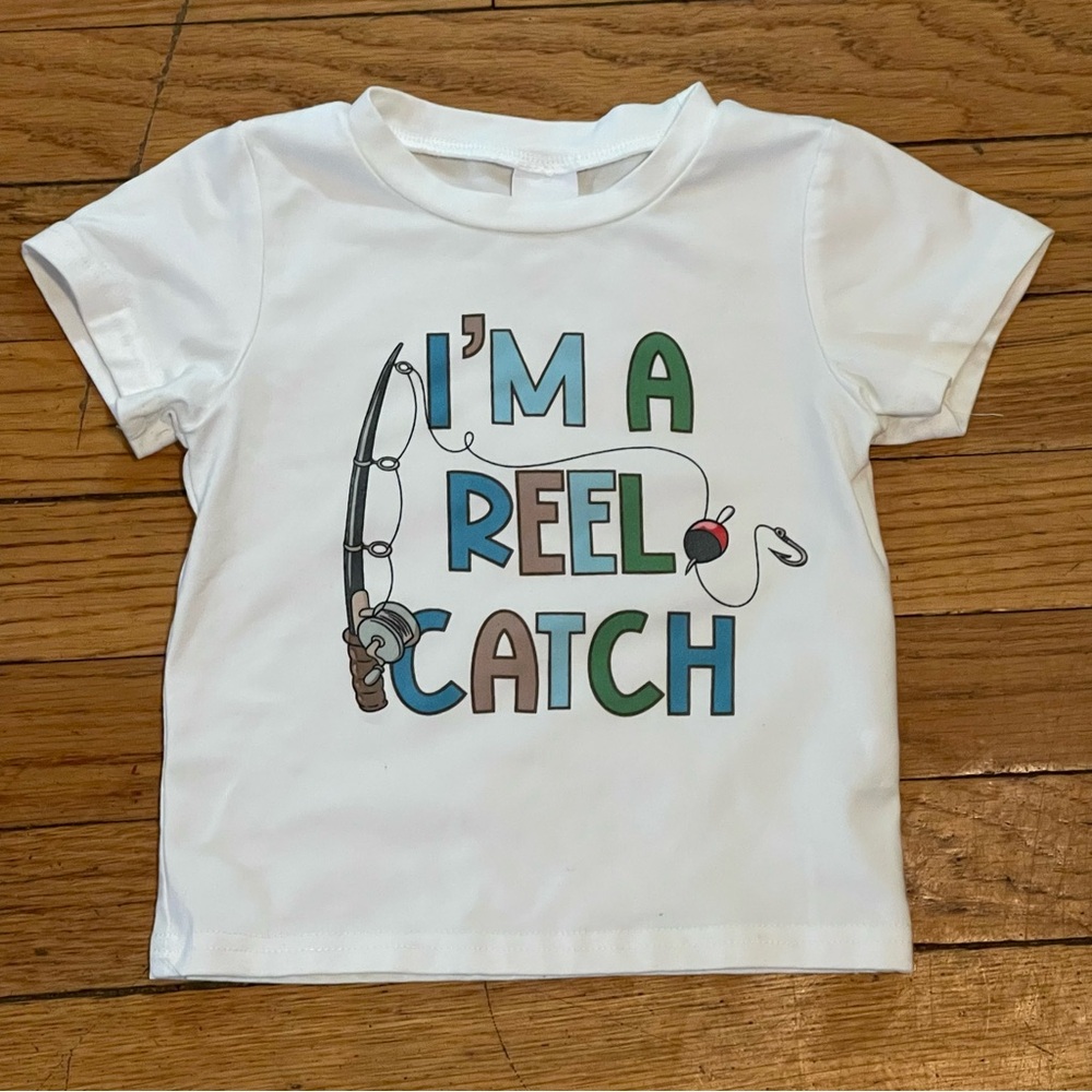 Kids Short Sleeve Tee - White 'I'm a Reel Catch'
